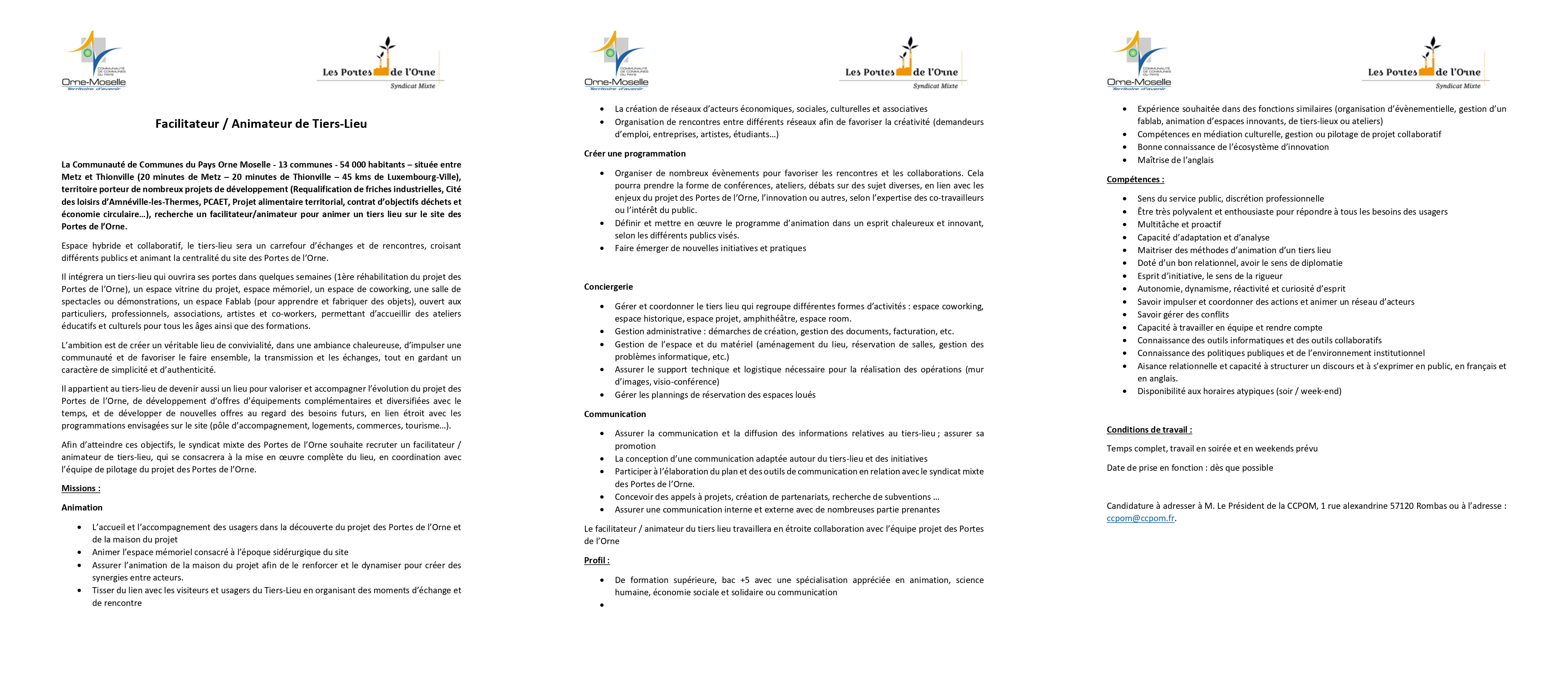 Fiche de poste animateur